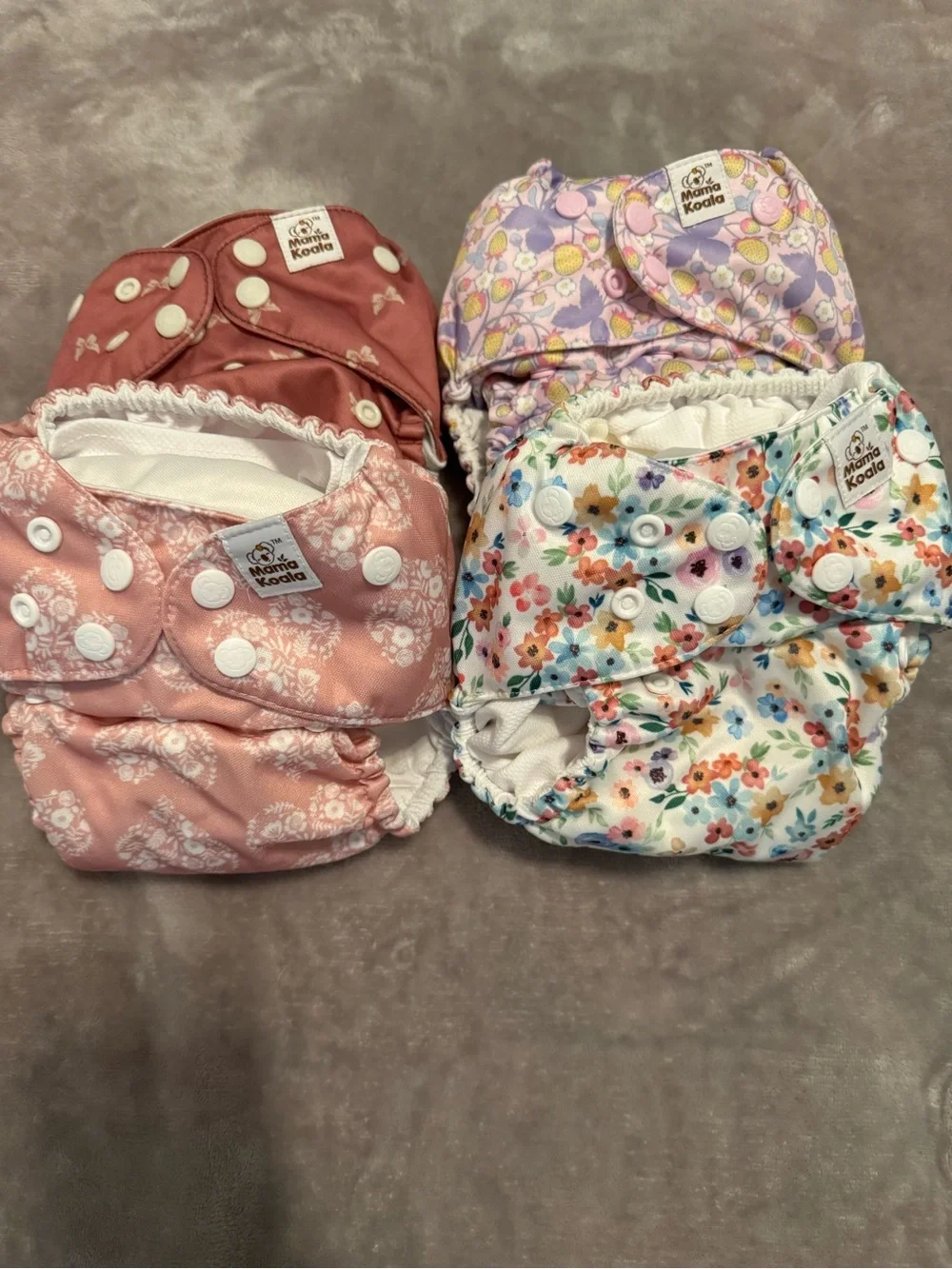 4 Mama Koala Floral Cloth Diapers with Inserts